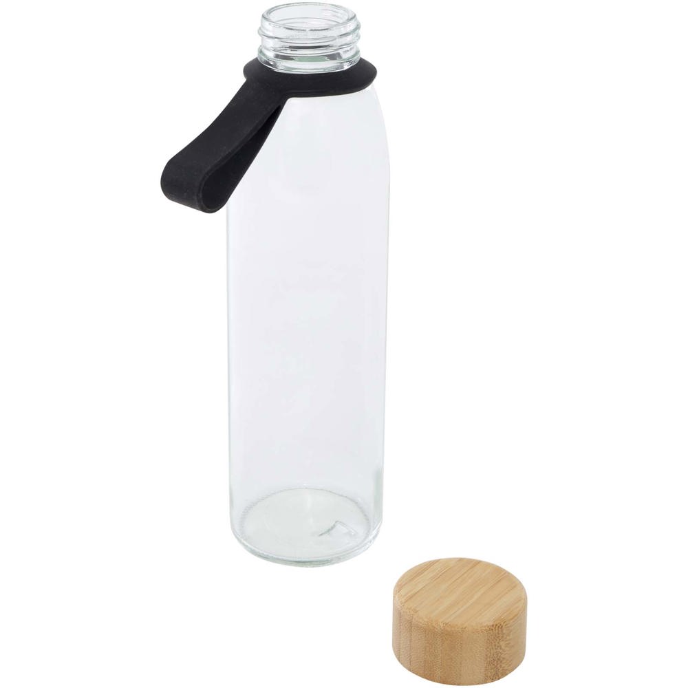 Porto 500 ml glazen waterfles met siliconen handgreep en bamboe deksel 