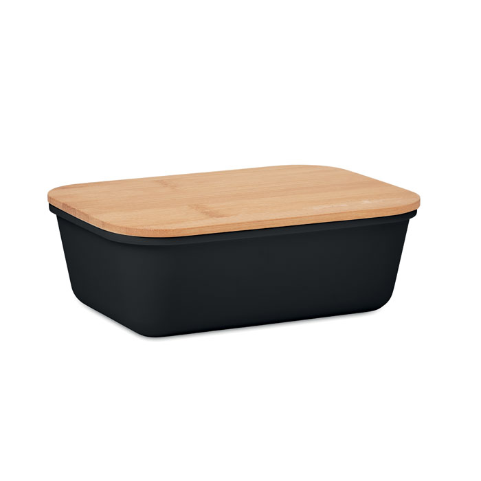 THURSDAY - Lunchbox PP bamboe deksel 1L - met logo of onbedrukt bestellen - Zwart