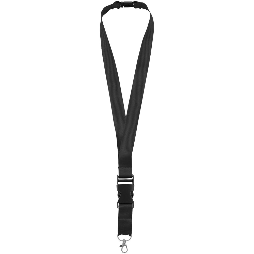 Yogi lanyard met afneembare gesp en veiligheidssluiting - voor bedrijven en relatiegeschenken - zwart
