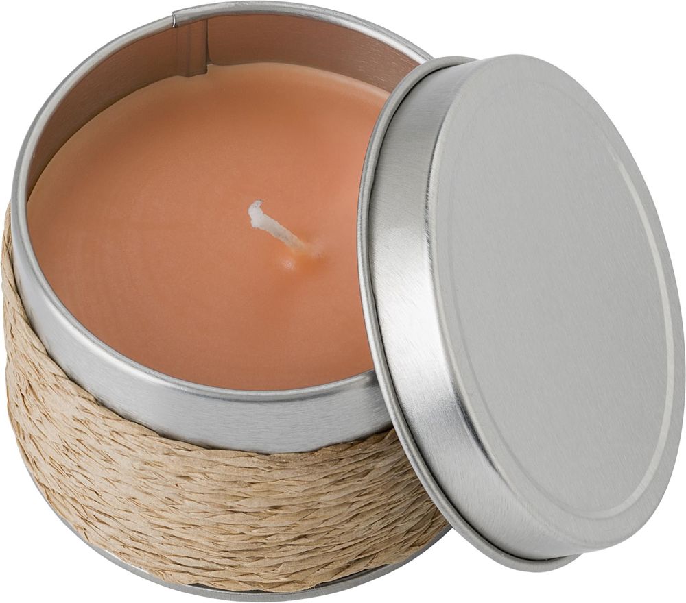 Blikje met geurkaars Zora - voor bedrijven en relatiegeschenken - khaki (écru)