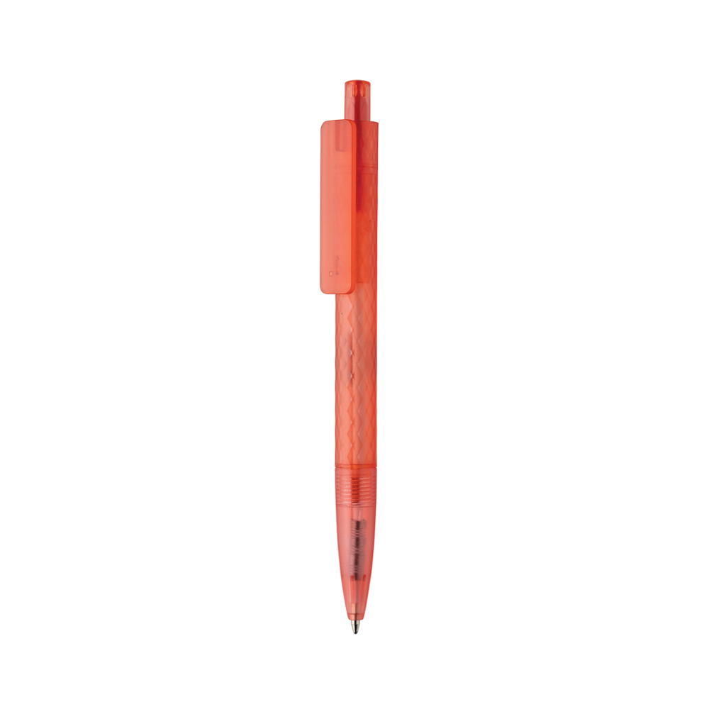 X3 GRS gerecycled PC plastic pen frosted - met logo of onbedrukt bestellen - rood (± PMS 710)