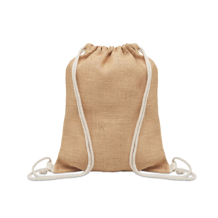 FUKURO - Jute rugzakje met koord - bedrukt of onbedrukt verkrijgbaar - Beige