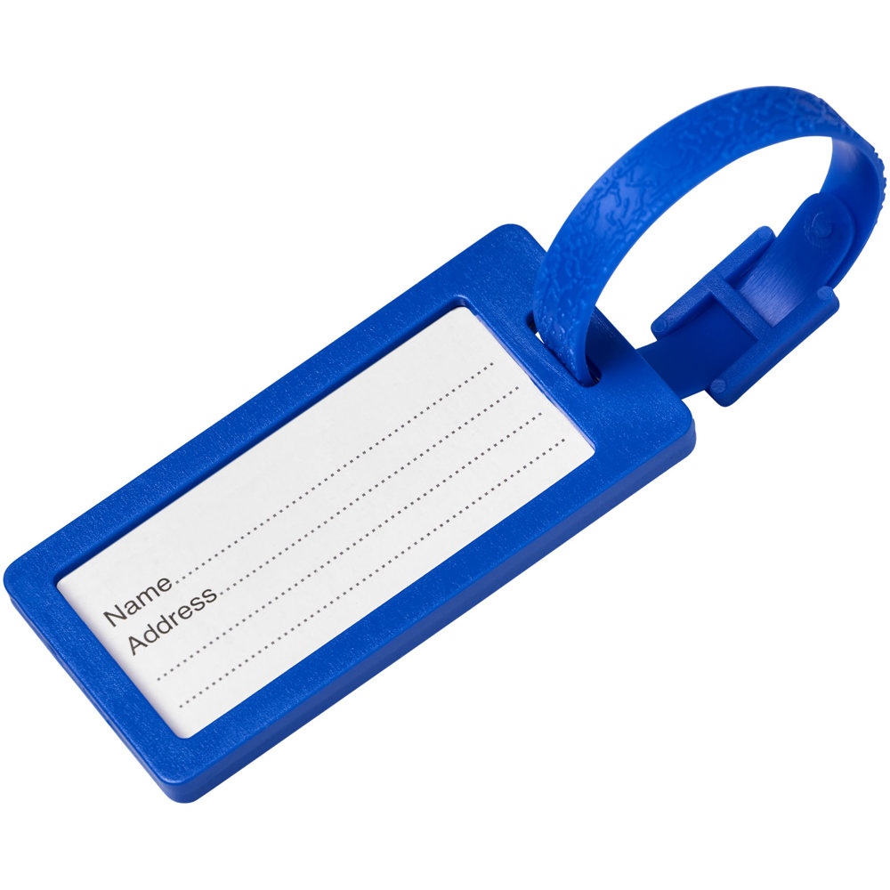 River gerecycled bagagelabel met venster - bedrukt of onbedrukt verkrijgbaar - blauw