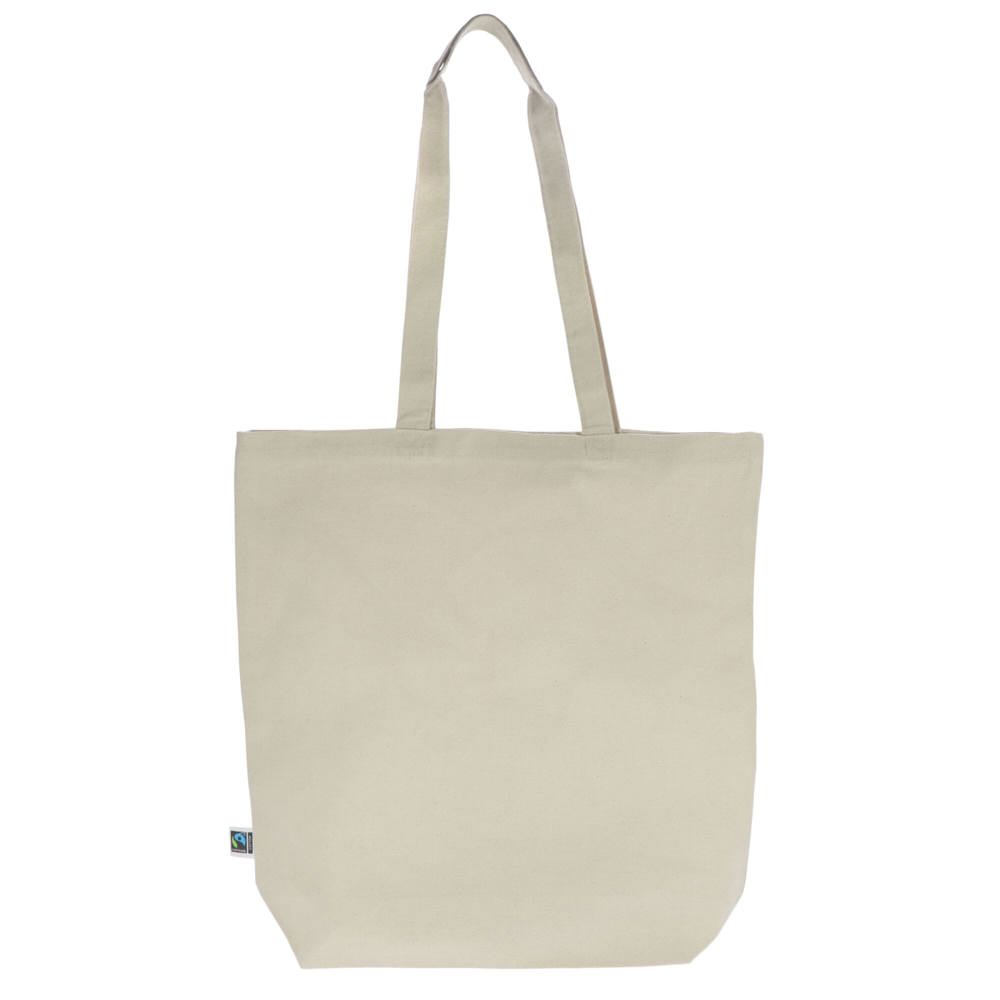 Fairtrade katoenen tas ecru lang 270g/m² 42x12x43 cm