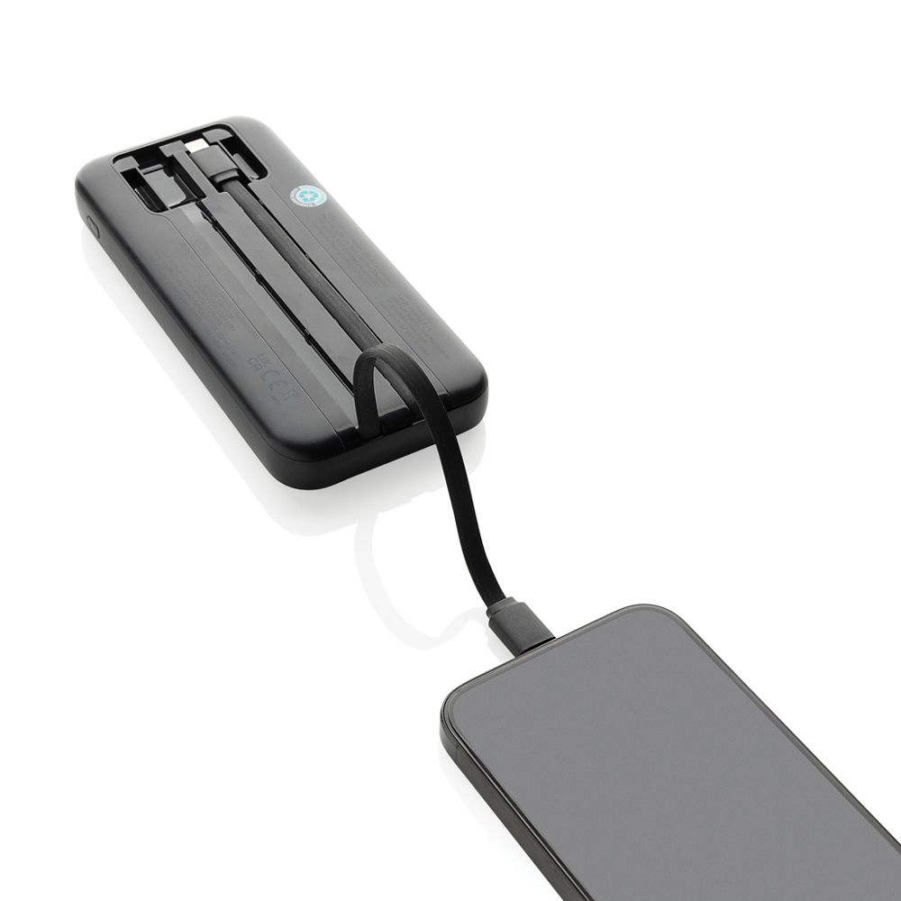 Turbopack RCS rplastic powerbank 10.000 ingebouwde kabels