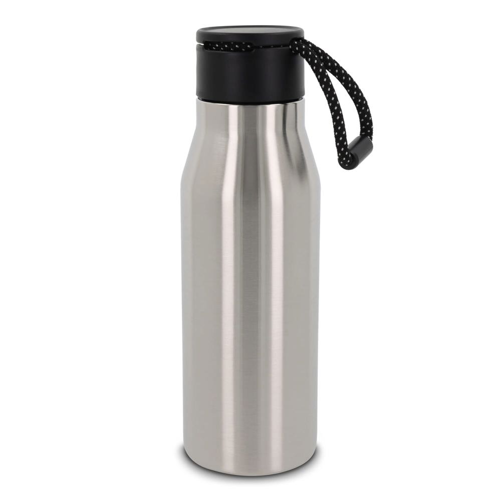 Thermofles met touw 600ml - met logo of onbedrukt bestellen - Zilver