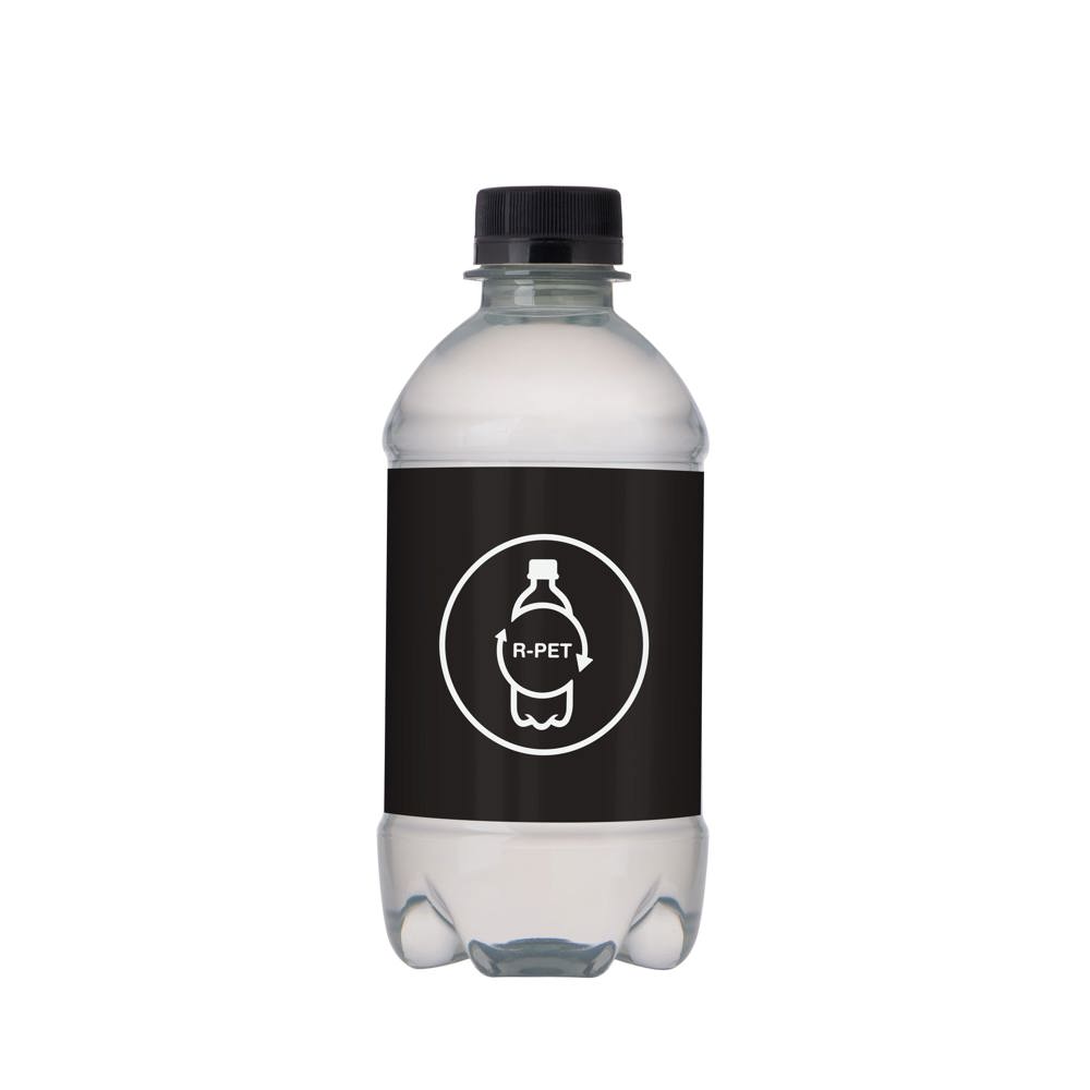 Bronwater 330 ml met draaidop - bedrukt of onbedrukt verkrijgbaar - transparant/zwart