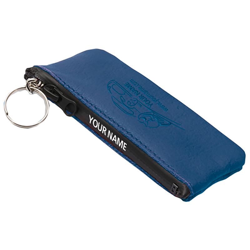 Sleuteltasje P02001Z, Leder - met logo of onbedrukt bestellen - blauw