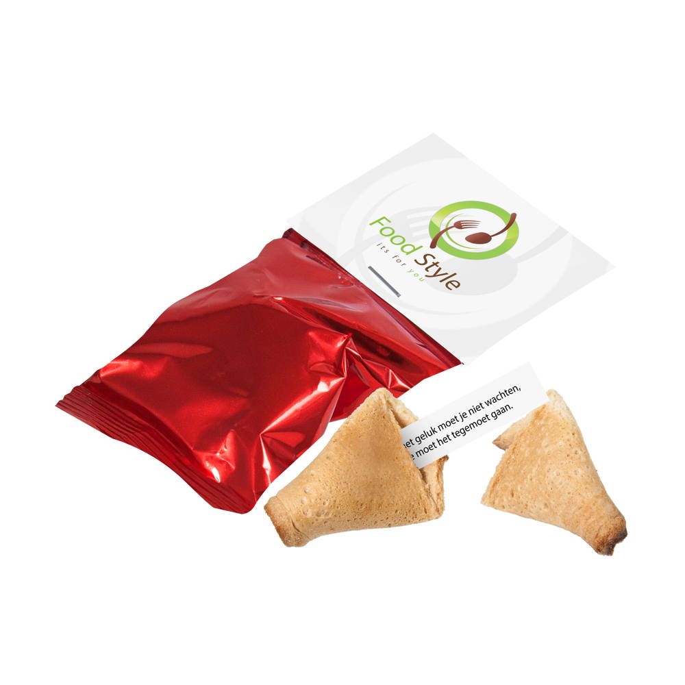 Gelukskoekje met een kopkaartje - bedrukt of onbedrukt verkrijgbaar - Rood