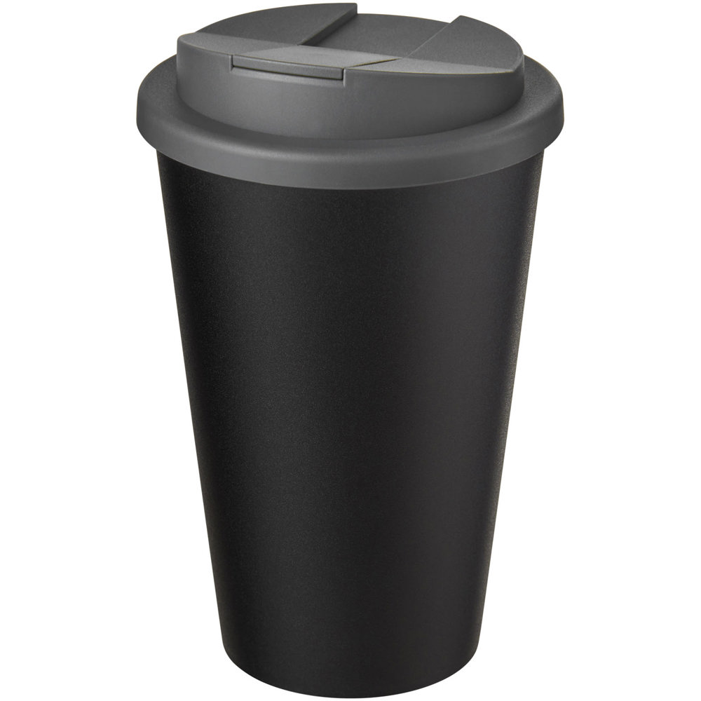 Americano® Eco 350 ml gerecyclede beker met spill-proof deksel - voor bedrijven en relatiegeschenken - Grijs, Zwart