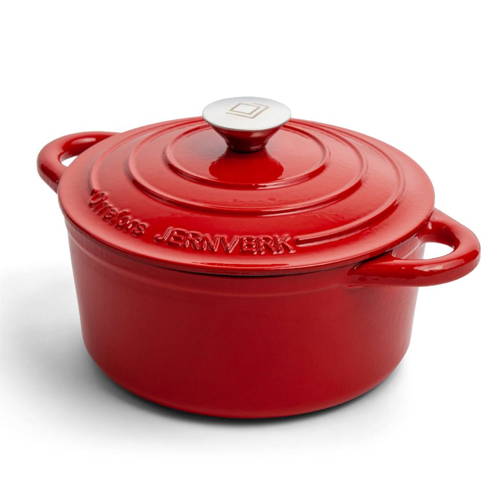 Orrefors Jernverk grote geëmailleerde braadpan 5L - voor bedrijven en relatiegeschenken - rood
