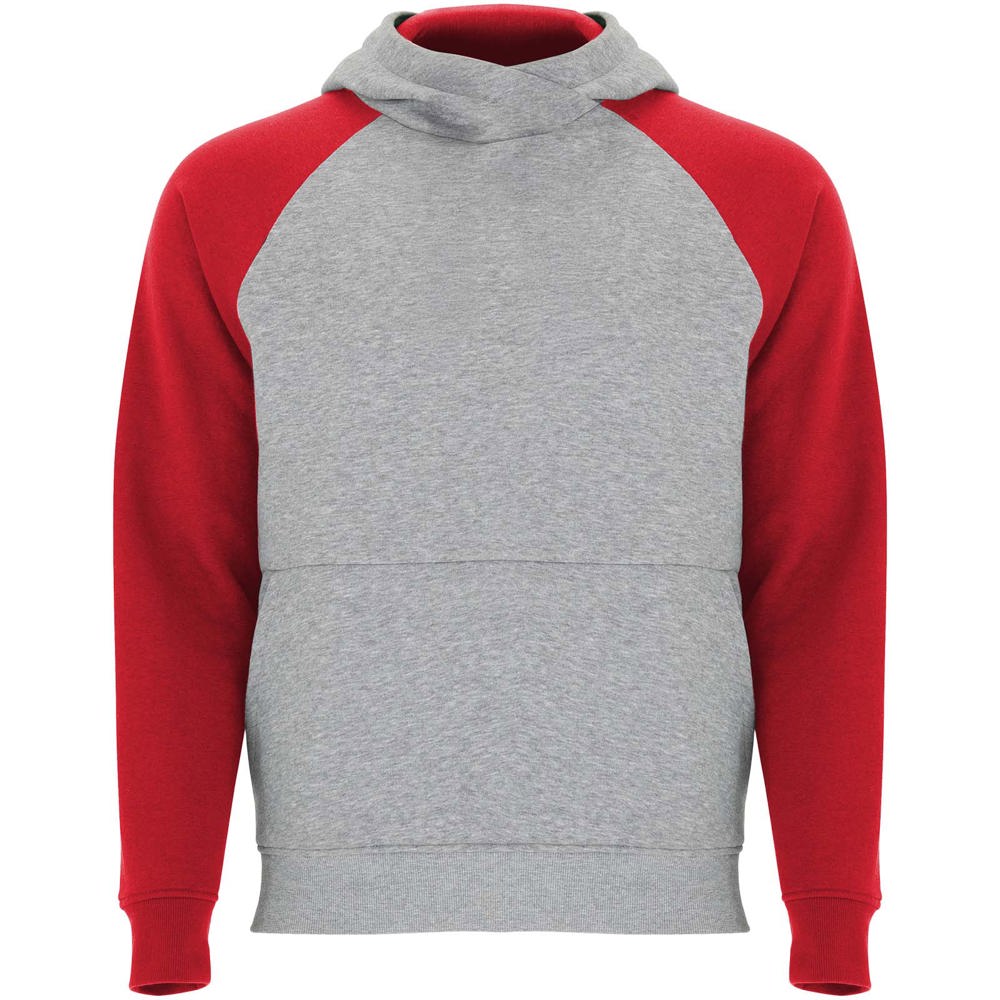 Badet tweekleurige kinderhoodie - met logo of onbedrukt bestellen - Gemêleerd grijs, Rood