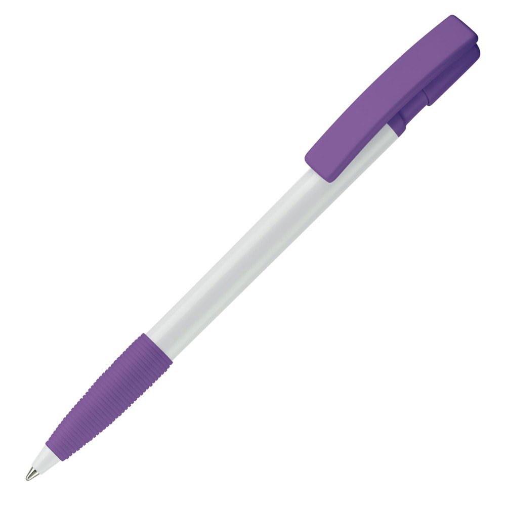 Balpen Nash grip hardcolour - met logo of onbedrukt bestellen - Wit / Paars