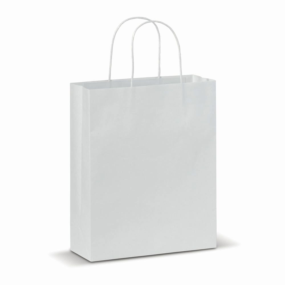 Papieren kraft tas 90g/m² 22x10x31cm - met logo of onbedrukt bestellen - Wit