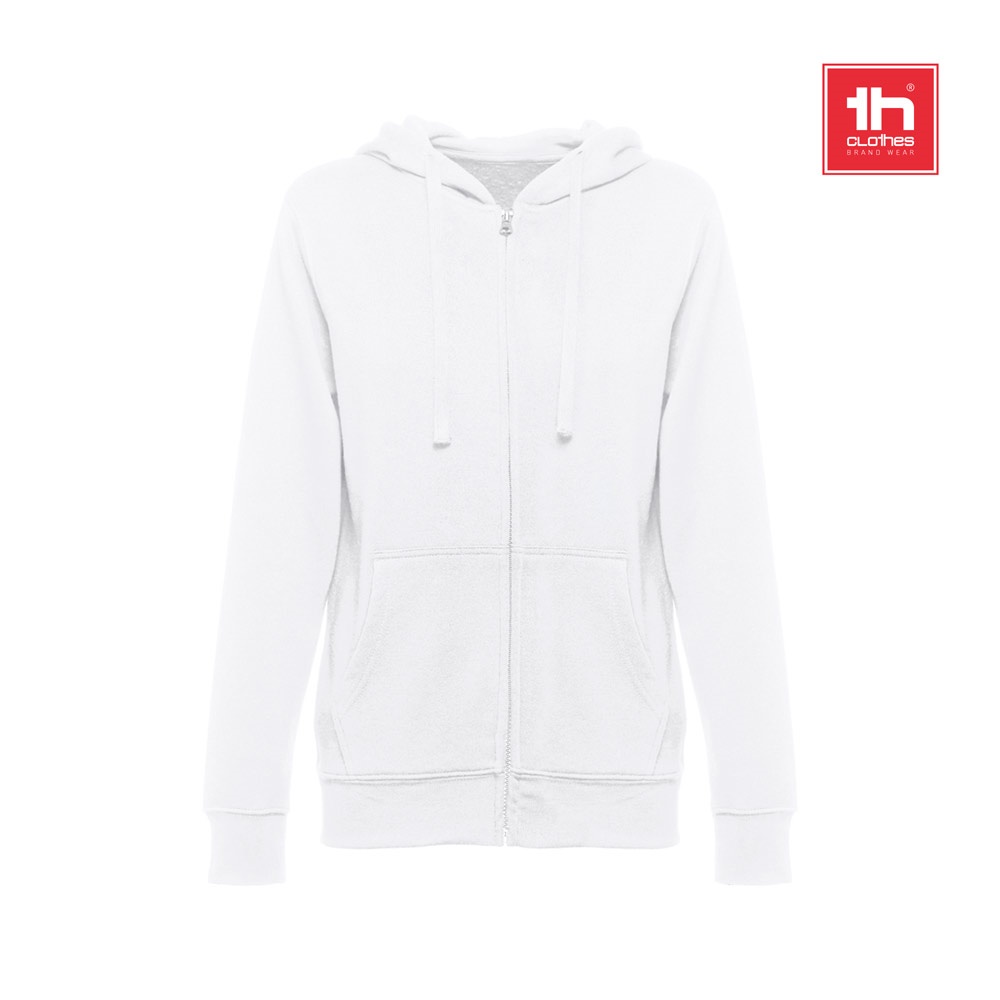 THC AMSTERDAM WOMEN WH. Damessweatshirt met capuchon en rits - voor bedrijven en relatiegeschenken