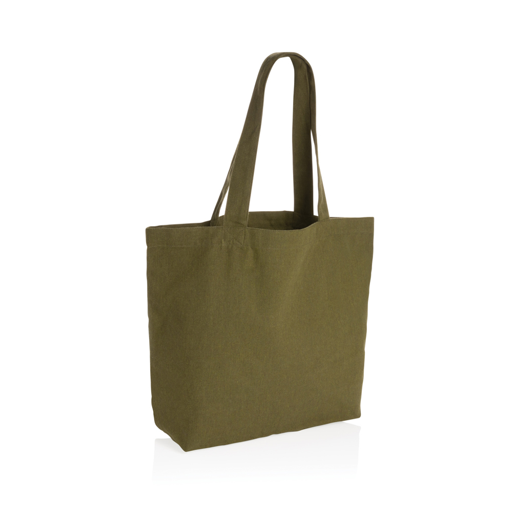 Impact Aware™ re-canvas shopper met vakje 240gsm ongeverfd - met logo of onbedrukt bestellen - groen (± PMS 5625)