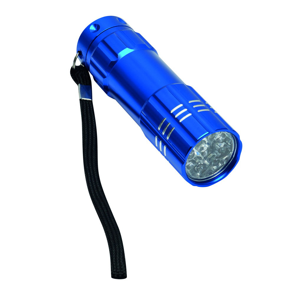 POWERFUL - Robuust uitgevoerde LED zaklamp van metaal - met logo of onbedrukt bestellen - Blauw