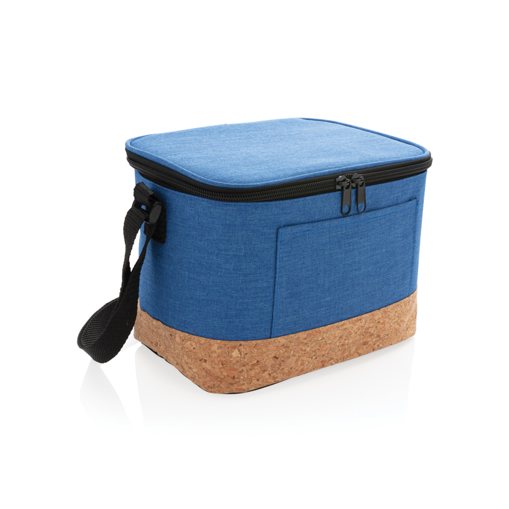Duo tone koeltas met kurkdetail - met logo of onbedrukt bestellen - blauw (± PMS blue)