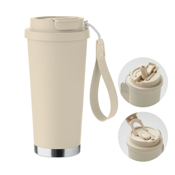 TOPAZ LARGE - Dubbelwandige beker 500ml - voor bedrijven en relatiegeschenken - Beige