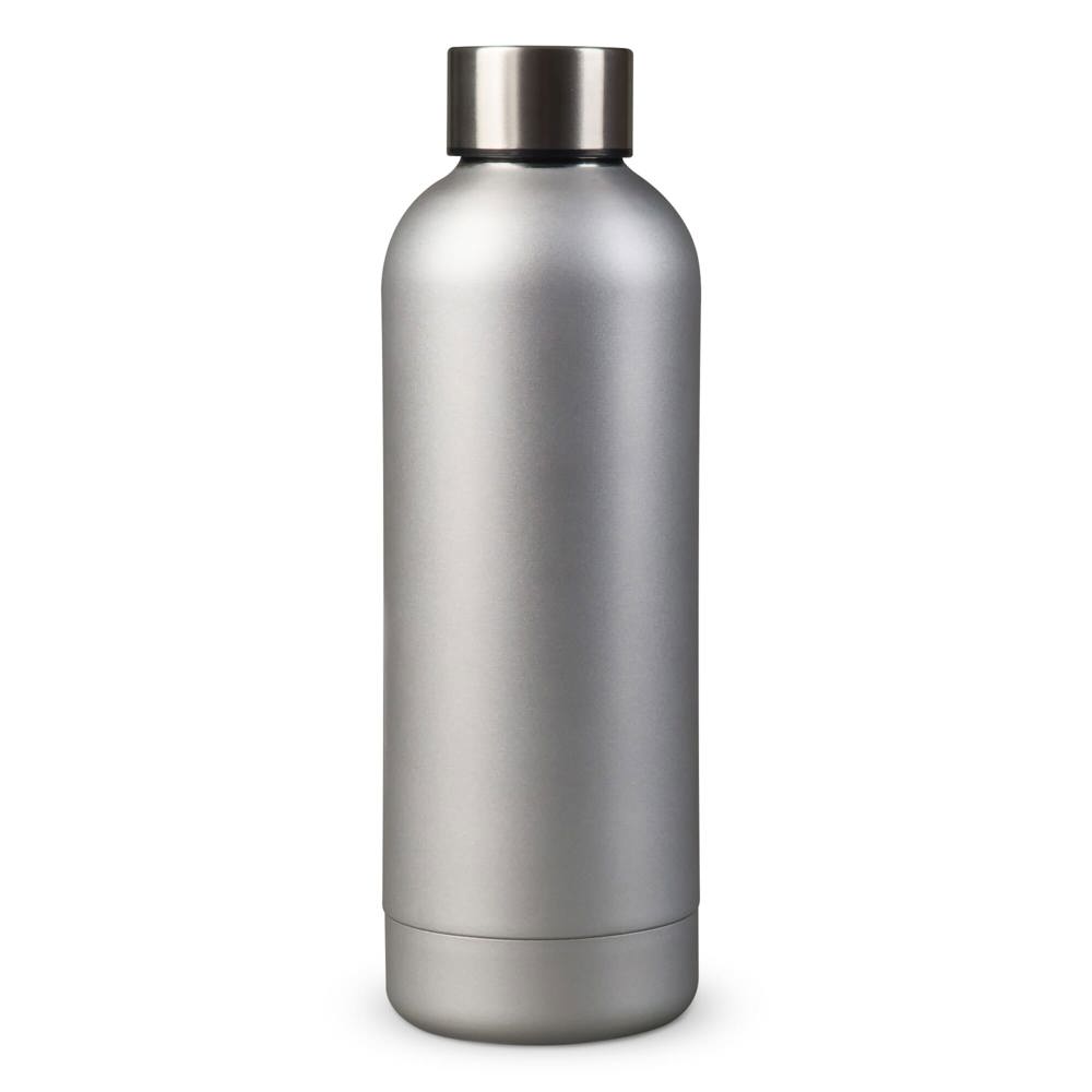 Dubbelwandige vacuüm fles met matte-look 500ml - bedrukt of onbedrukt verkrijgbaar - zilver