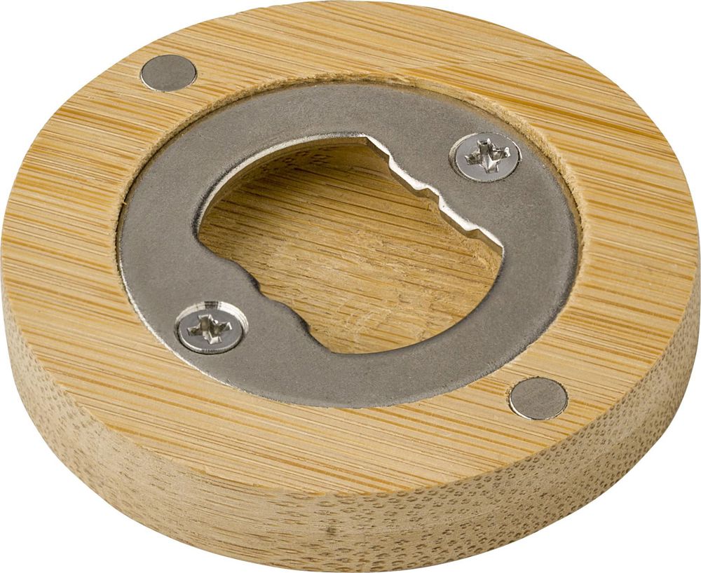 Bamboe magneet met flesopener Ace