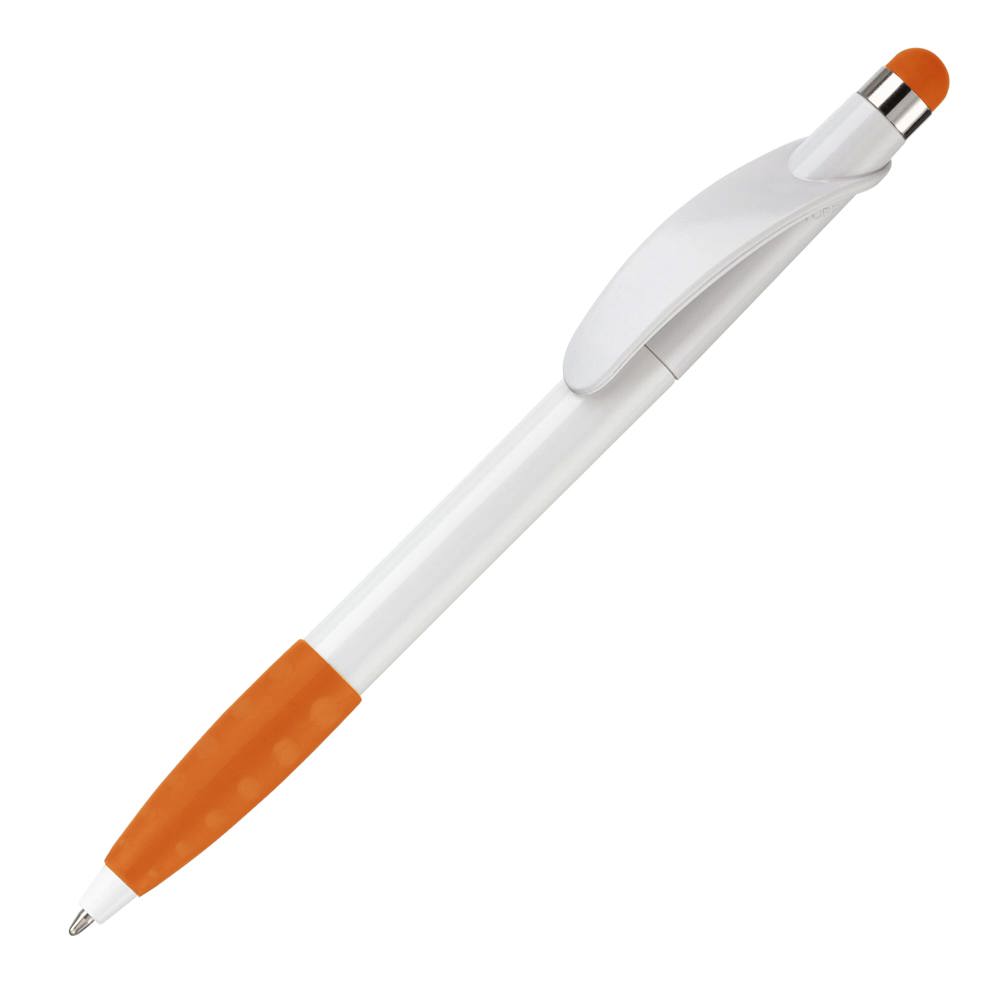 Balpen Cosmo stylus hardcolour - bedrukt of onbedrukt verkrijgbaar - Wit / Oranje