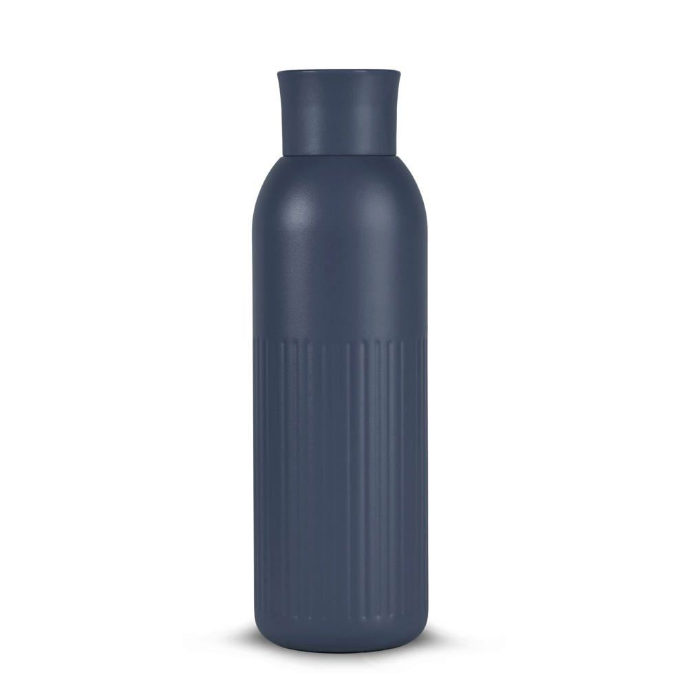 Sagaform Tekla Push stalen fles met druk dop gerecycled) 500 ml - bedrukt of onbedrukt verkrijgbaar - Donkerblauw