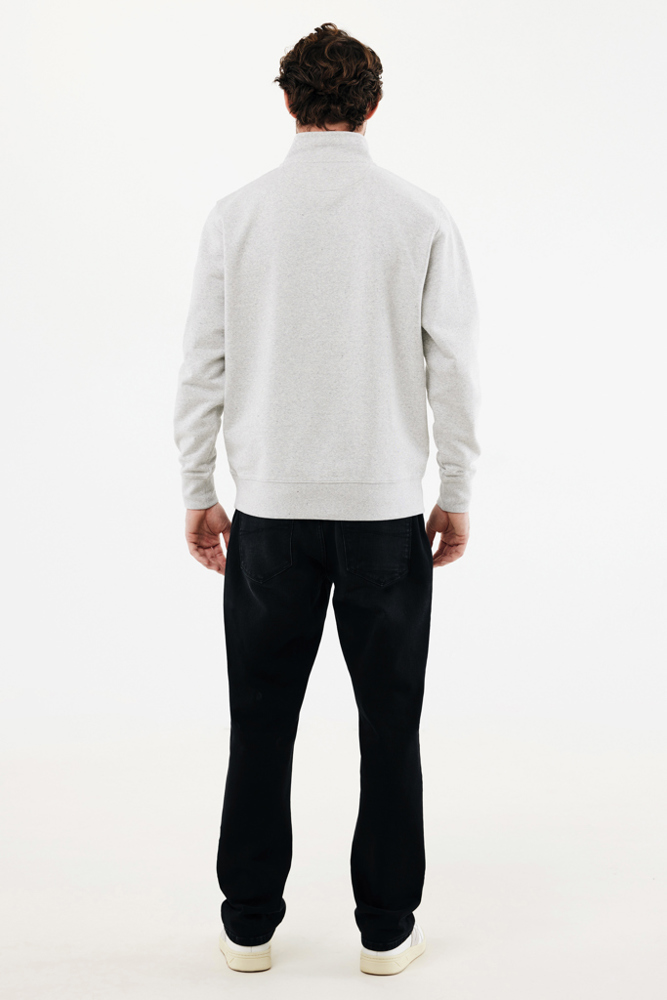 IQONIQ Elgon gerecycled katoen sweater met kwartritssluiting