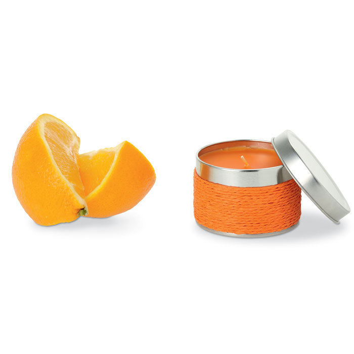 DELICIOUS - Geurkaars in blikje - voor bedrijven en relatiegeschenken - Oranje