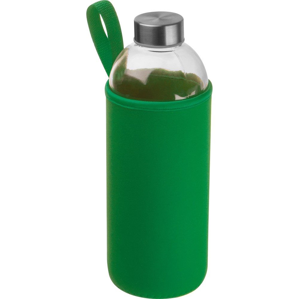 Drinkfles met neopreensleeve en inhoud van 1 liter - voor bedrijven en relatiegeschenken - Groen