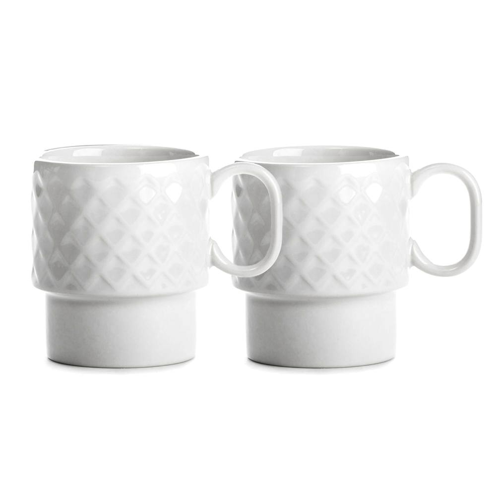 Sagaform Coffee & More koffiemok 2 st. 250ml - bedrukt of onbedrukt verkrijgbaar - Wit