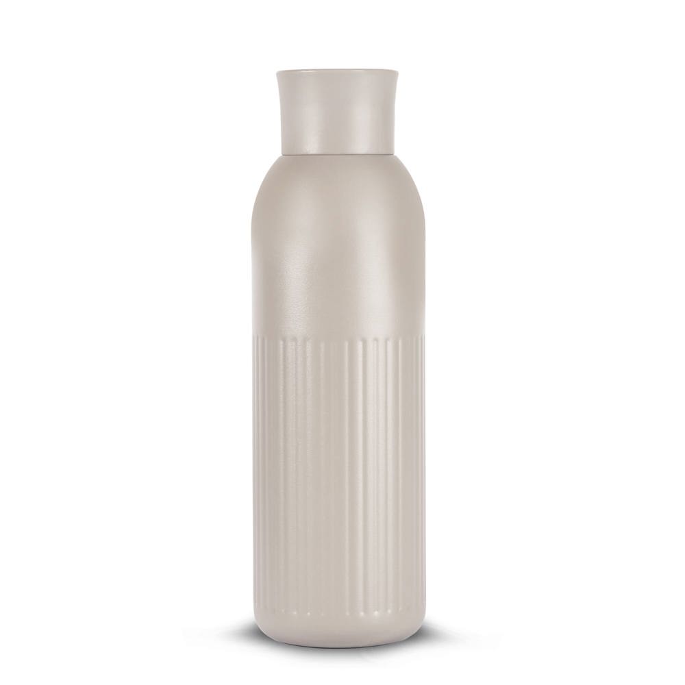 Sagaform Tekla Push stalen fles met druk dop gerecycled) 500 ml - bedrukt of onbedrukt verkrijgbaar - Beige