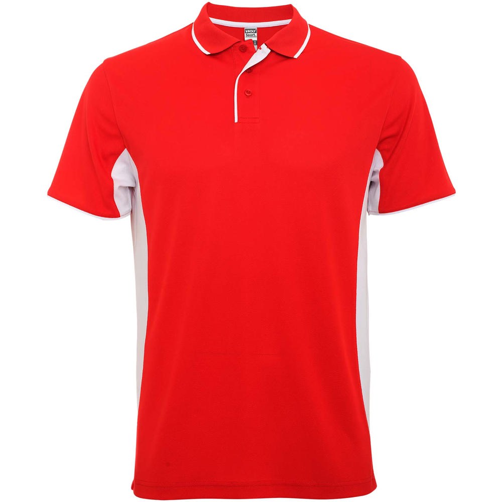 Montmelo unisex sportpolo met korte mouwen - voor bedrijven en relatiegeschenken - Rood, Wit