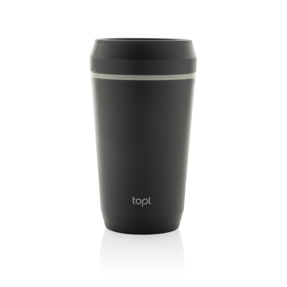 Topl Recycled Plastic To Go beker gepatenteerd 360 Lid 354ml - voor bedrijven en relatiegeschenken - grijs (± PMS Charcoal)
