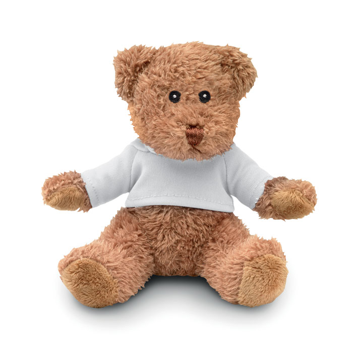 JOHNNY T - Teddybeer met T-shirt - bedrukt of onbedrukt verkrijgbaar - Wit
