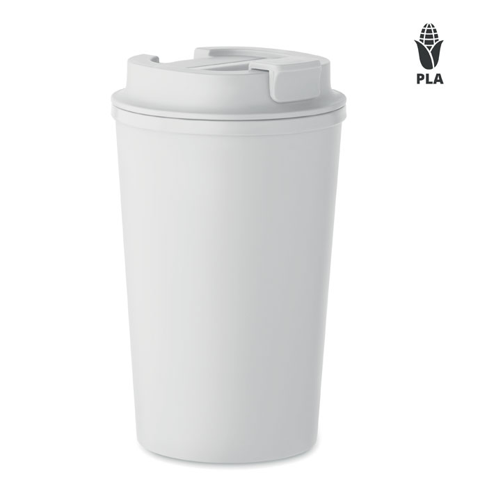 BEIBAKU - PLA dubbelwandige beker 350ml - bedrukt of onbedrukt verkrijgbaar - Wit