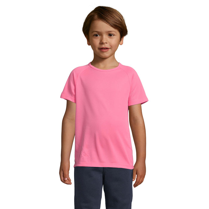SPORTY KIDS - SPORTY kinder t-shirt 140g - met logo of onbedrukt bestellen - Neon Roze 2