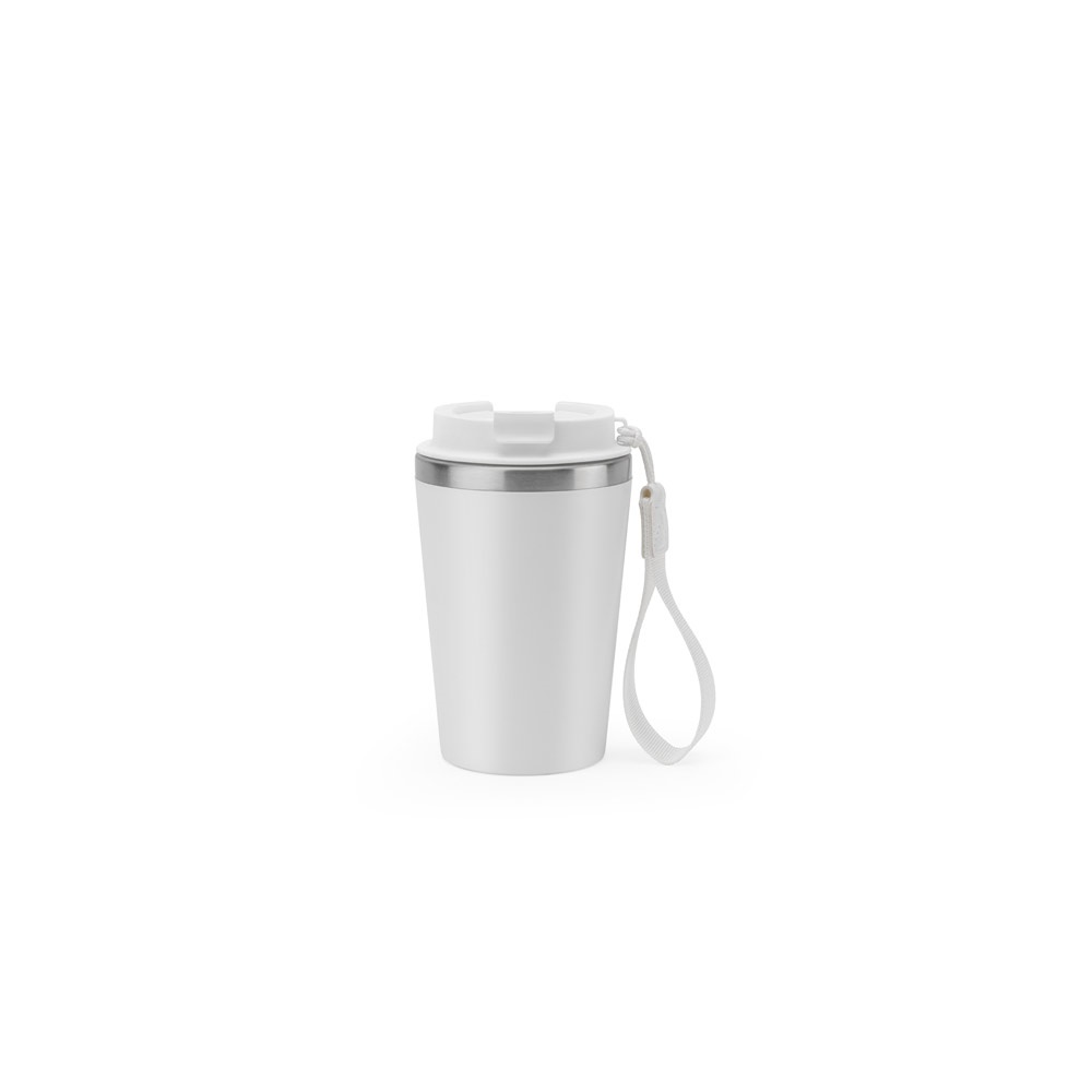 SPITZ. Reisbeker van roestvrij staal (90% gerecycled) en buitenwand van PP, met matte afwerking 440 mL - kopen - Wit