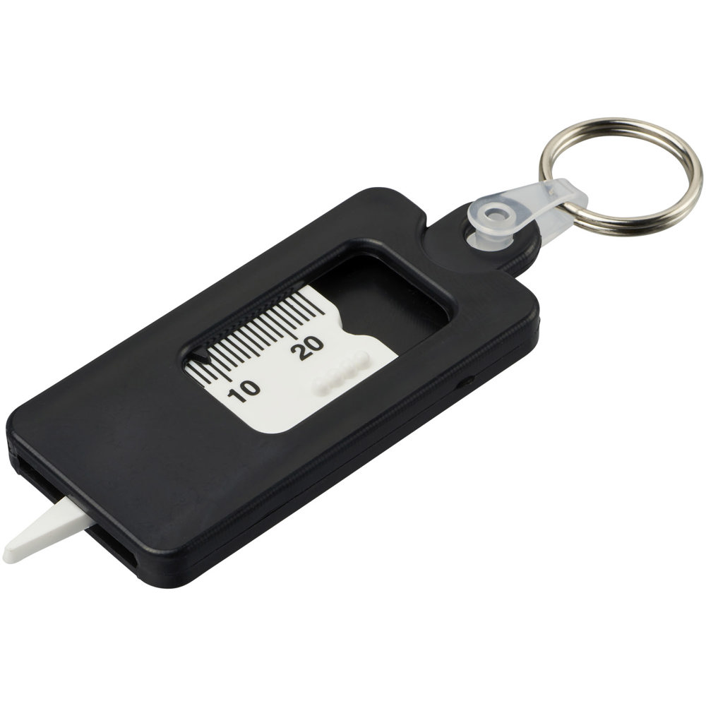 Kym sleutelhanger van gerecycled bandenprofiel - voor bedrijven en relatiegeschenken - zwart