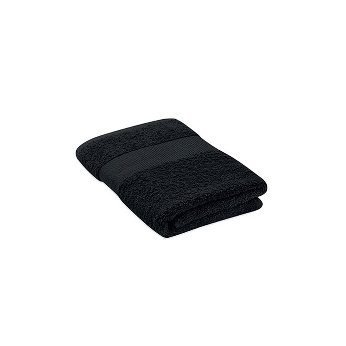 TERRY - Handdoek organisch 100x50 - bedrukt of onbedrukt verkrijgbaar - Zwart