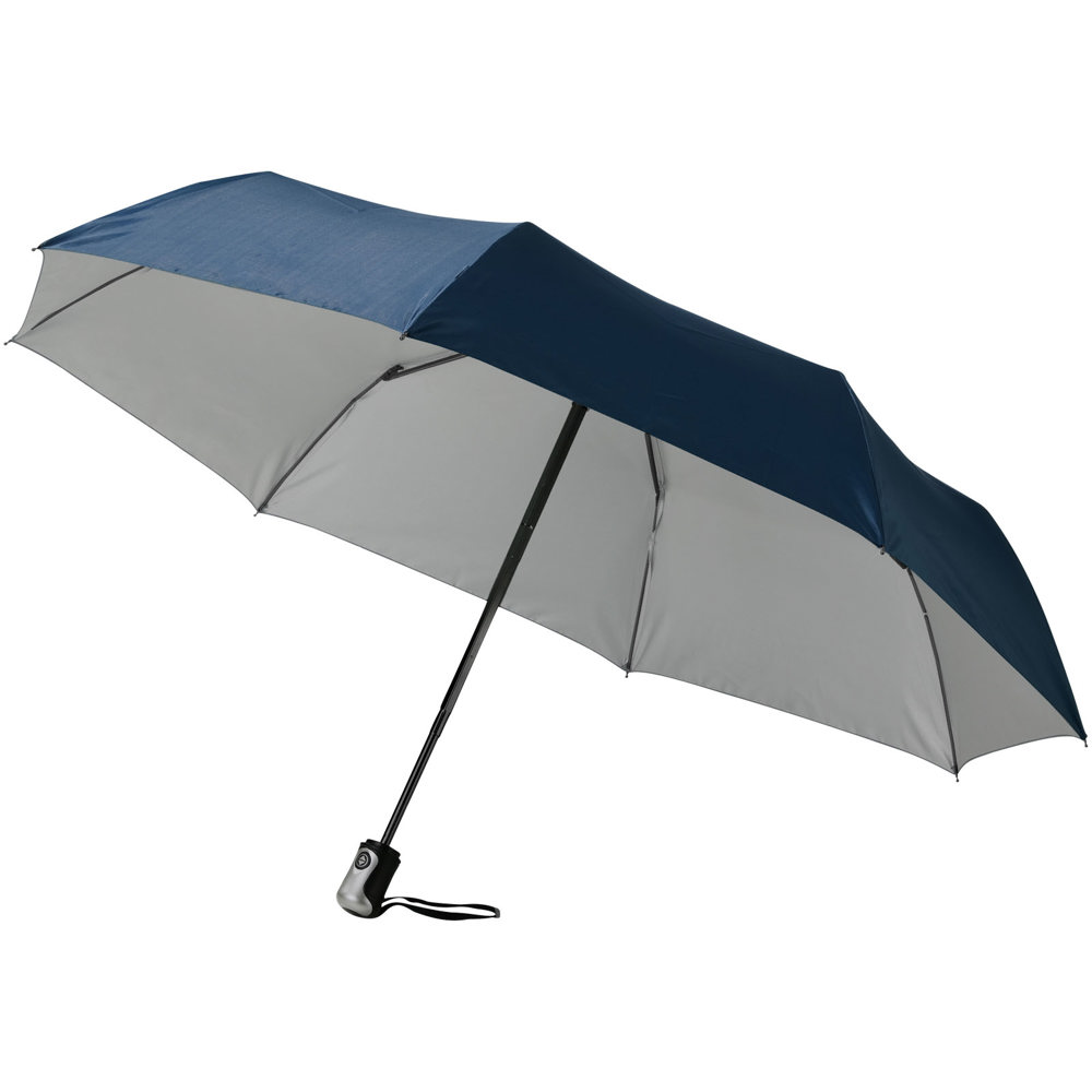Alex 21,5'' opvouwbare automatische paraplu - kopen of bedrukken - Marineblauw, Zilver