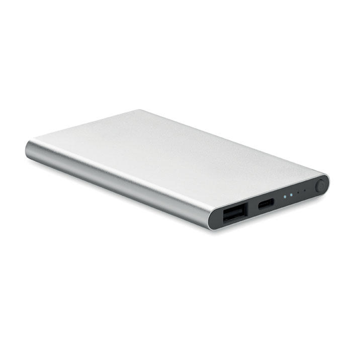 POWERFLAT C - 4000 mAh Power Bank Type C - kopen of bedrukken - Mat Zilver