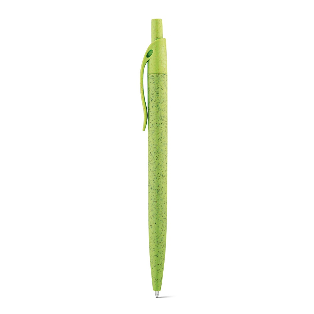 CAMILA. Balpen van tarwestrovezel en ABS met clip - met logo of onbedrukt bestellen - Licht groen