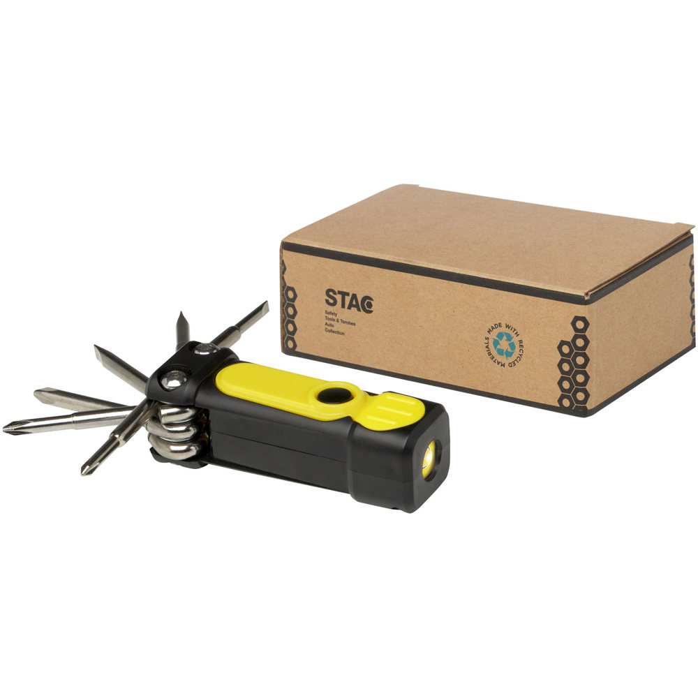 Octo 8-in-1 schroevendraaierset van RCS gerecycled plastic met zaklamp