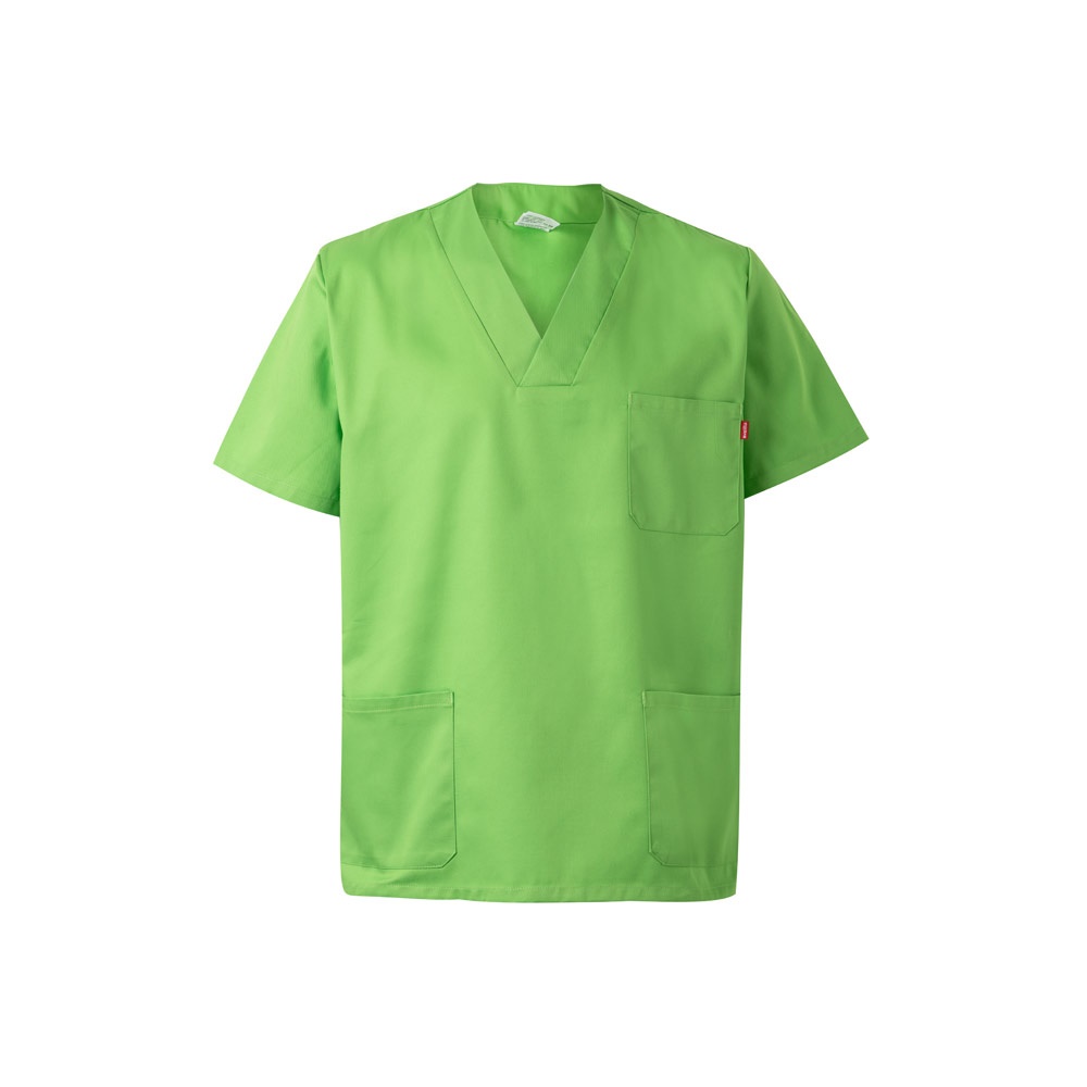 VL ILLAPA. Tuniek van keperstof (190g/m²) met korte mouwen, van polyester (65%) en katoen (35%) - bedrukt of - limoengroen