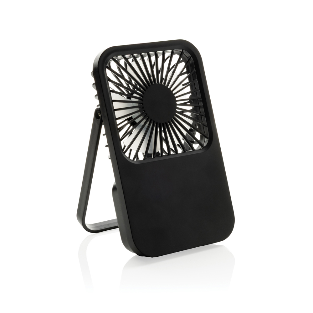 Aervina RCS rplastic herlaadbare bureauventilator - voor bedrijven en relatiegeschenken - zwart (± PMS Black)
