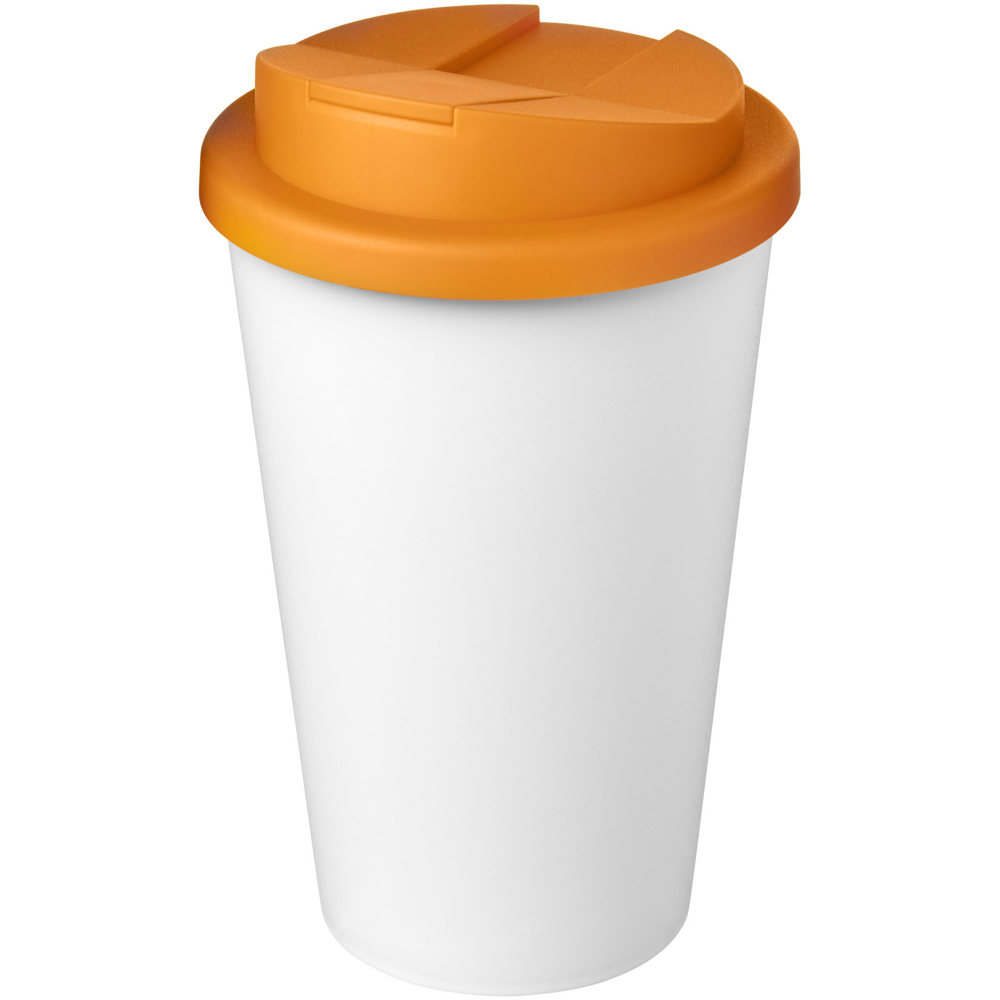 Americano® Eco 350 ml gerecyclede beker met spill-proof deksel - voor bedrijven en relatiegeschenken - Oranje, Wit