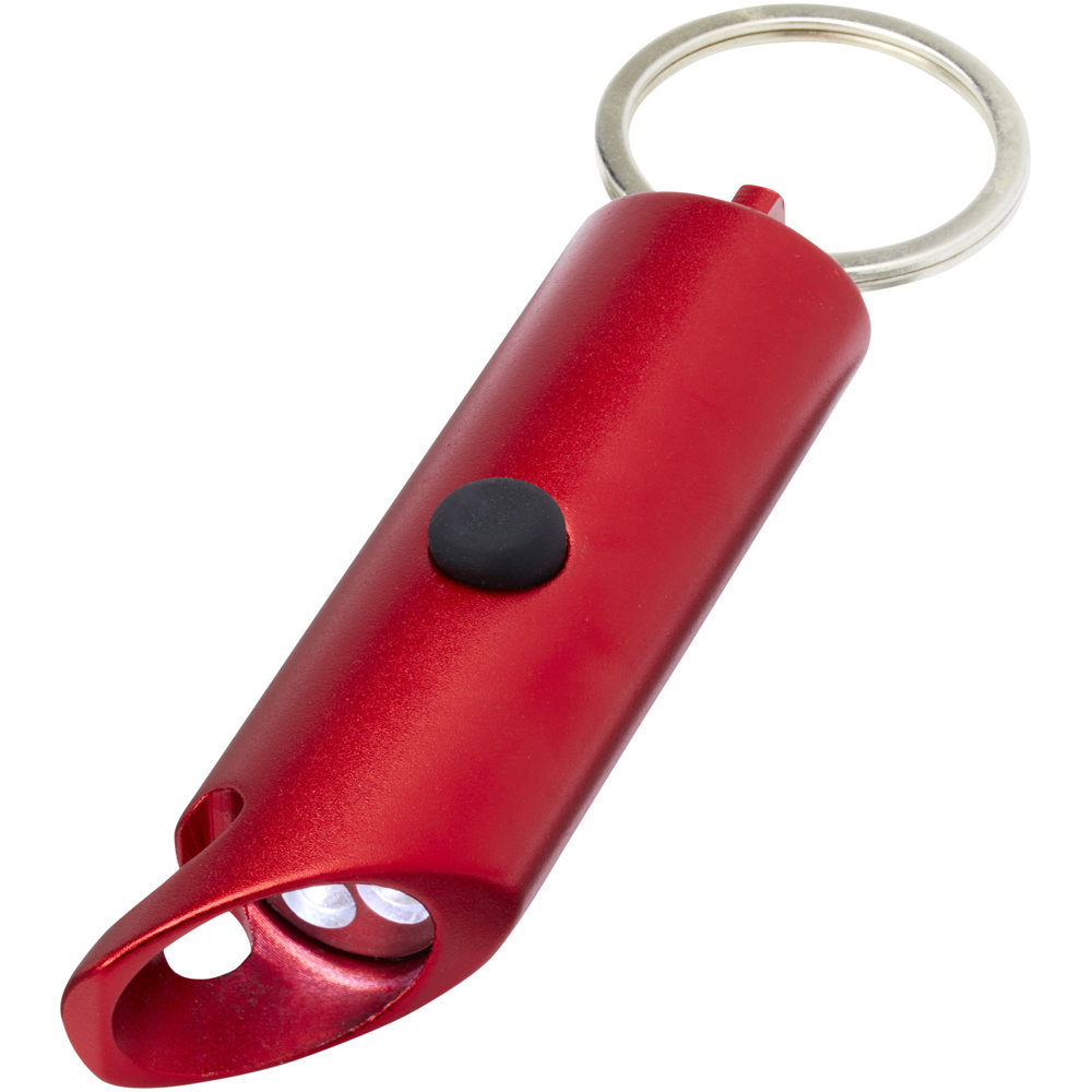 Flare led-lamp en flesopener van gerecycled aluminium met sleutelhanger - kopen of bedrukken - rood