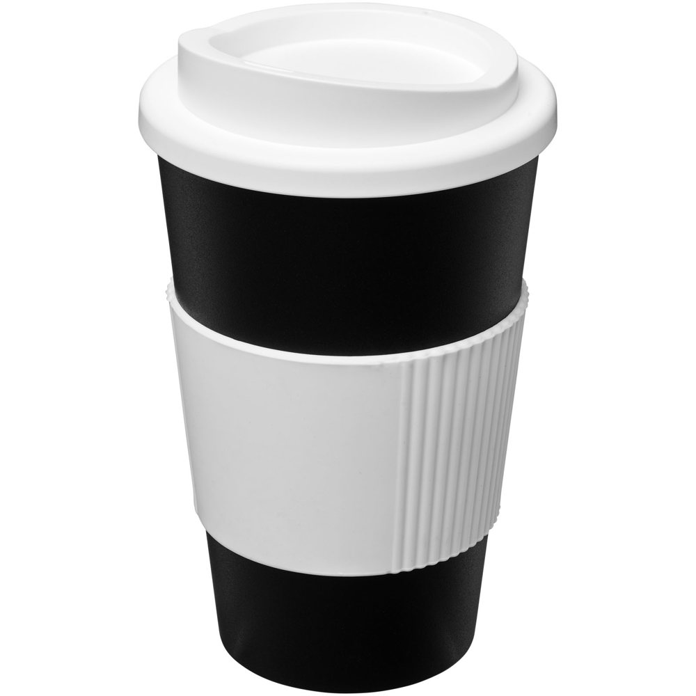 Americano® 350 ml geïsoleerde beker met grip - kopen of bedrukken - Zwart, Wit