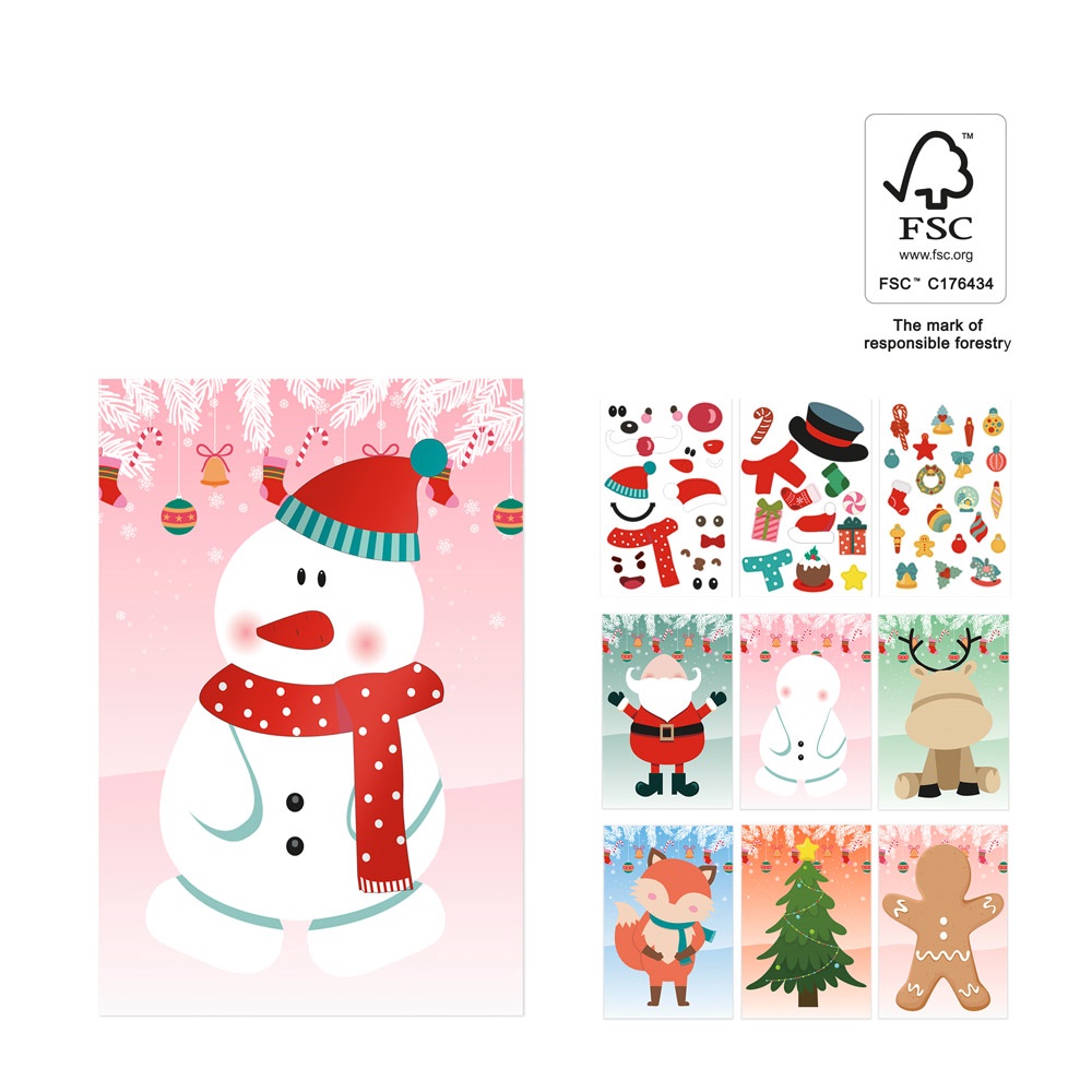 GLIMN. Set van zes bladen met kerstfiguren en 3 bladen stickers - kopen of bedrukken